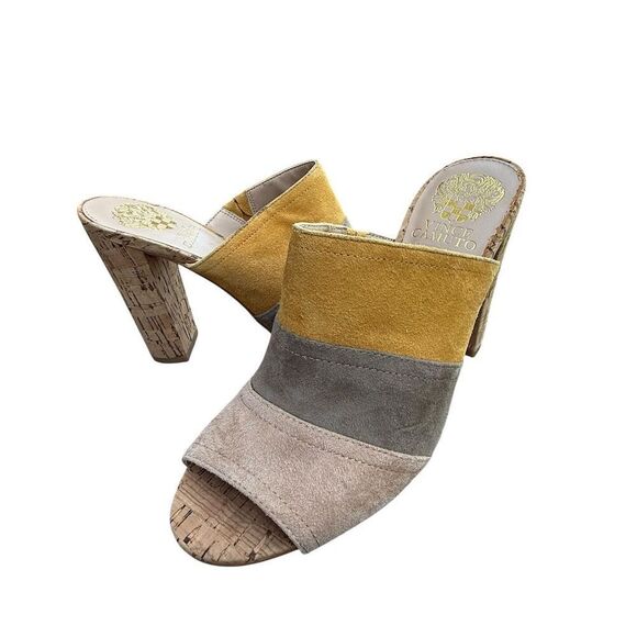 Vince Camuto Women's Color Block Suede Mules Multicolor Shoes Heels Size 7.5M - Picture 5 of 12